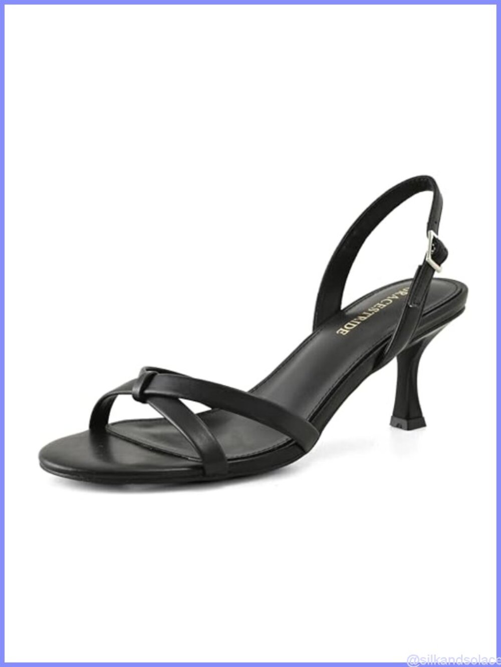Slingback Kitten Heel Strappy Sandals Faux Leather Open Toe Pumps